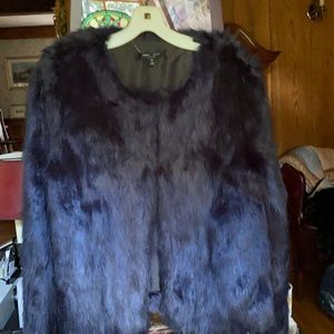 Dark navy faux fur jacket